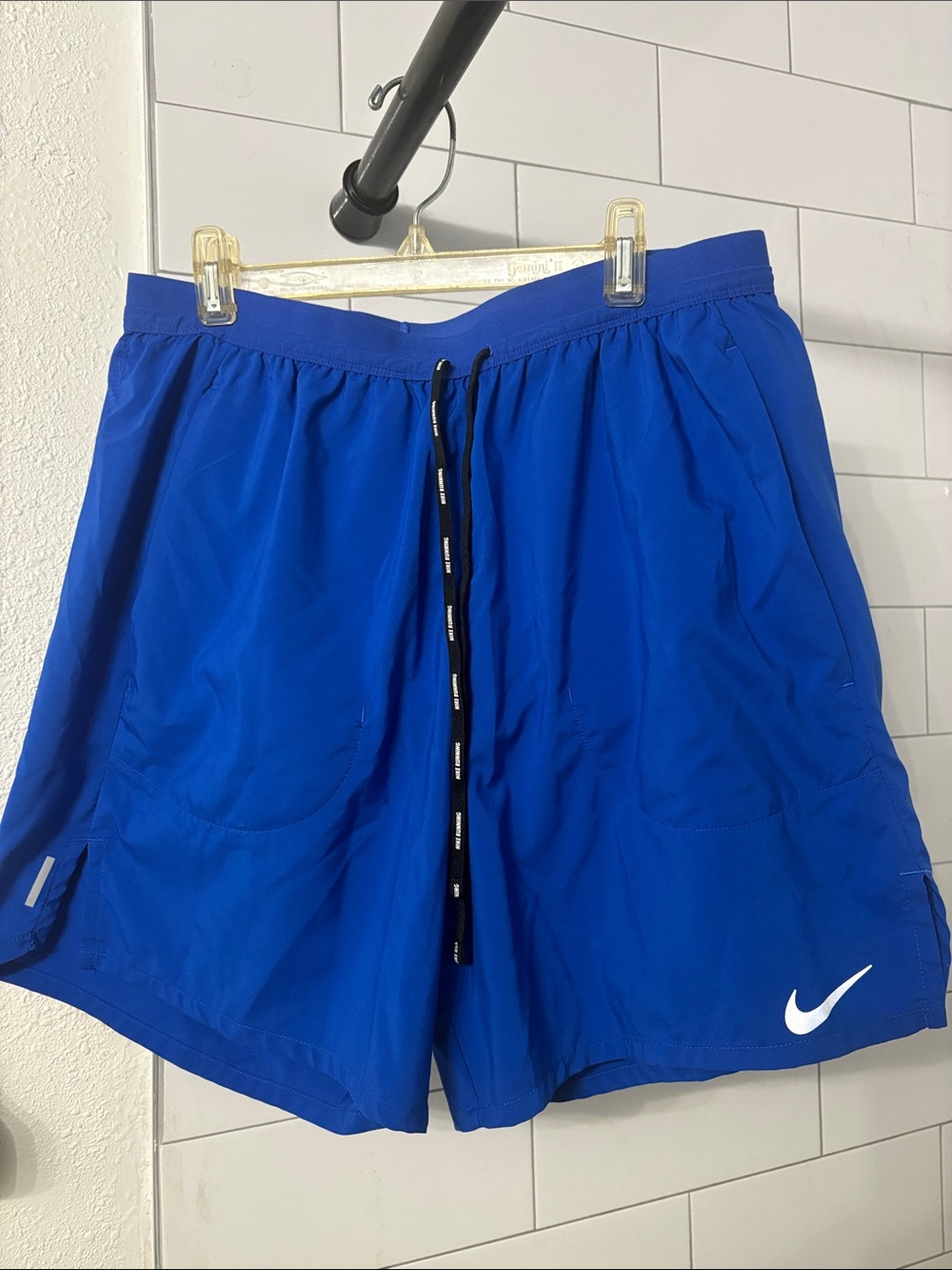 Nike Men's Running Dri-Fit Cobalt Blue Athletic Shorts with White Swoosh